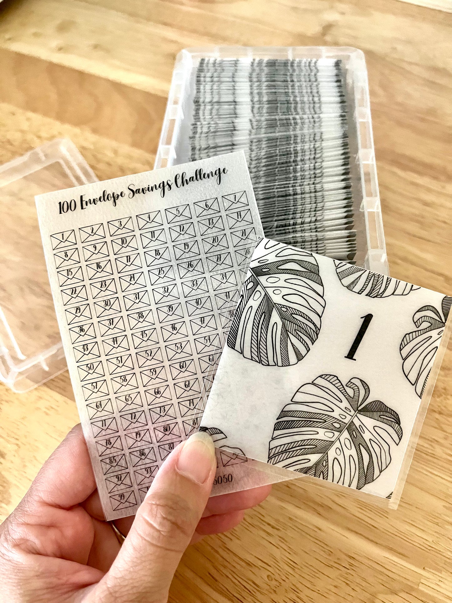 100 Envelope Savings Challenge | Savings Challenge Box | Monstera Savings Challenge