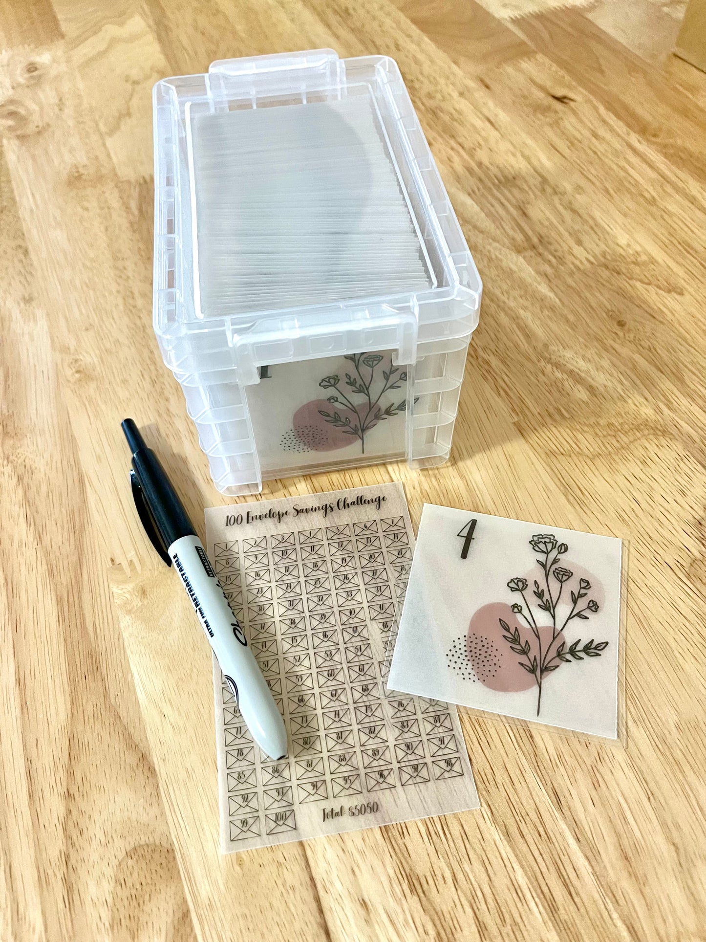 100 Envelope Savings Challenge | Savings Challenge Box | Boho Flowers Savings Challenge
