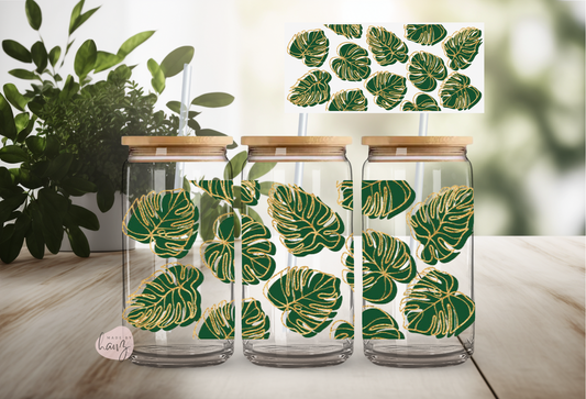 Tropical Monstera UV DTF Cup Wrap Transfer