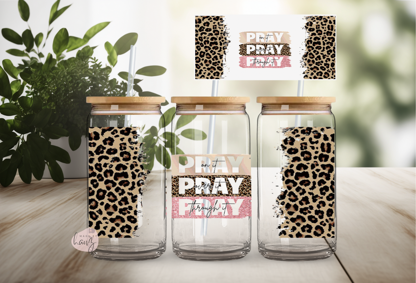 Pray, Pray, Pray Cheetah UV DTF Cup Wrap Transfer