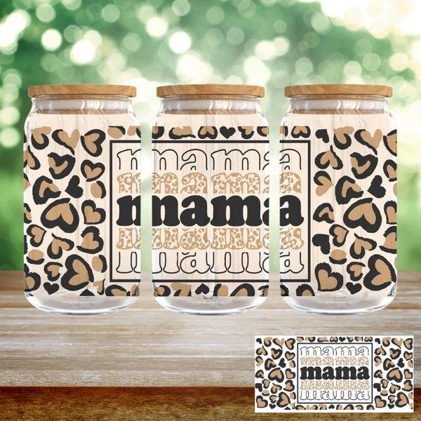 Mama Cheetah UV DTF Cup Wrap Transfer