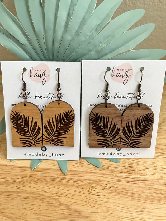 Areca Palm Leaf | Tropical Wooden Earrings